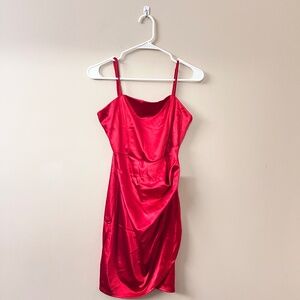 Emerald Sundae Junior's Ruched Asymmetric Bodycon Mini Dress Size M